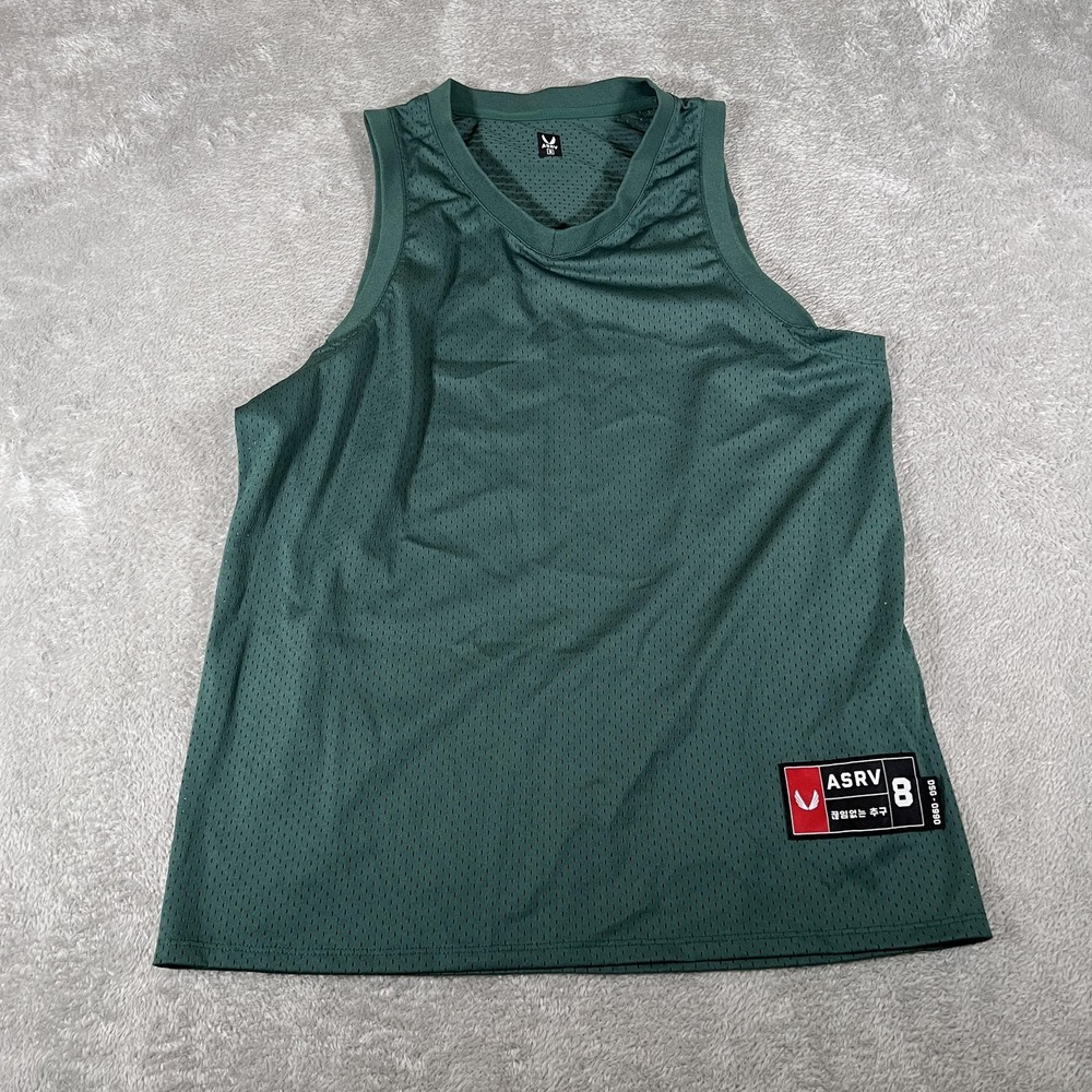ASRV Mesh Jersey Tank Top Mens Medium Green Basketball‎ Gym Training Athletic